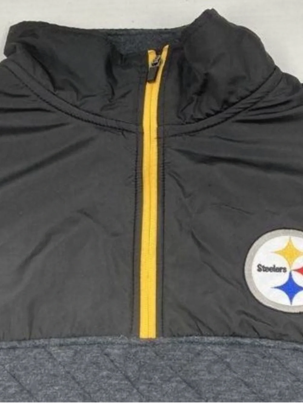 NFL Black and Gray Quilted Pullover with Yellow Zip